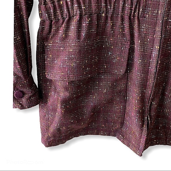 𝅺VINTAGE Esprit Burgundy Tweed Zip Front Utility Jacket Size Medium - Picture 5 of 10